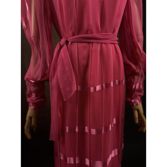 Beautiful 1980s Judy Hornby Couture Vintage 2pc Silk Dress & Slip Set sz 14 - Picture 2 of 8